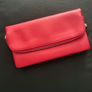 Express Red Faux Leather Clutch/Crossbody